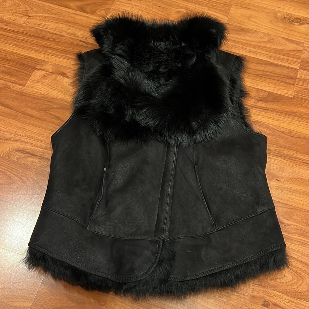 Vest Lambskin Fox Finland Fur Trim Cole Han Collection Size M